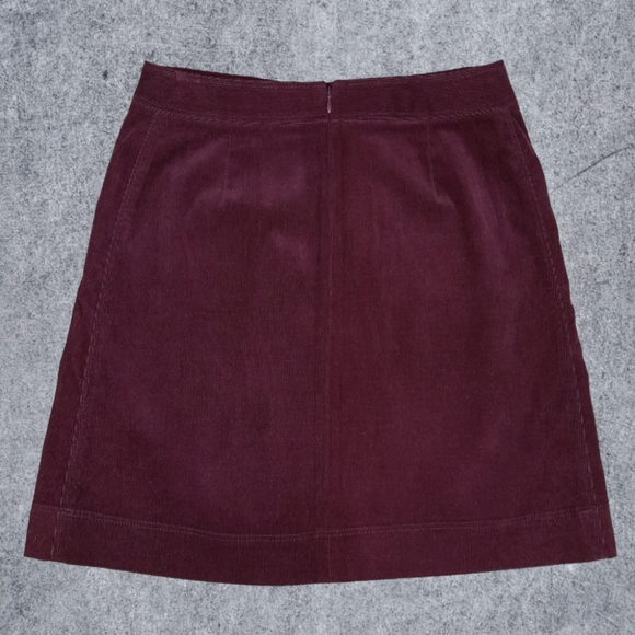 Hobbs Burgundy Skirt Size 8 A-Line Mini Cord Winter Staple - Picture 2 of 7